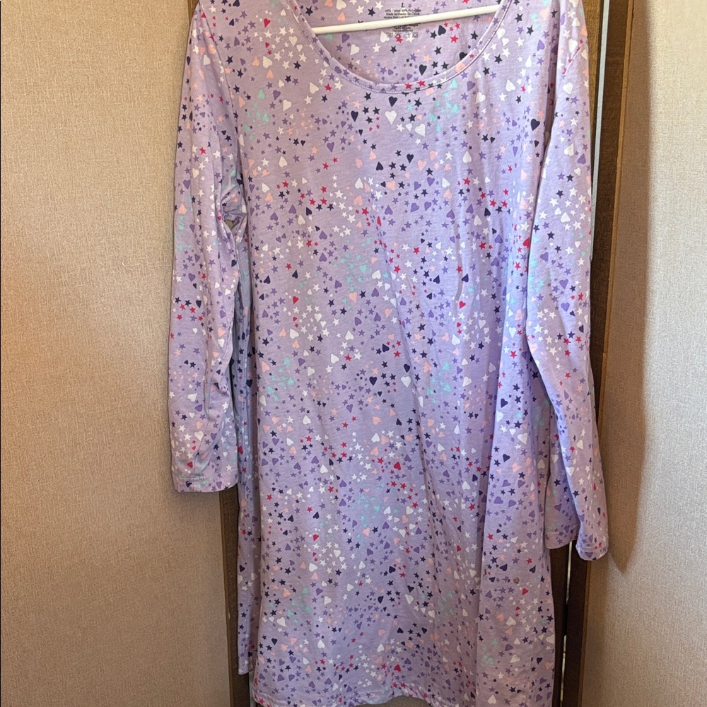 Purple Star Patterned Nightgown Large